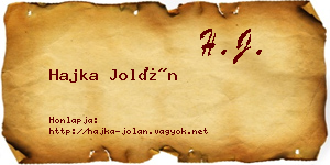 Hajka Jolán névjegykártya